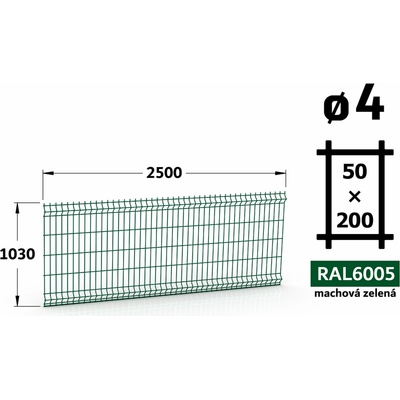 Plotový panel 3D Light 50, 103×250 cm, mechová zelená