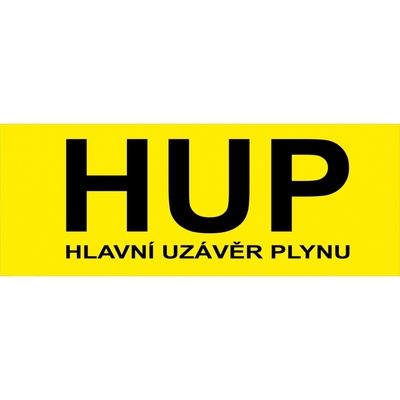 Walteco HUP - hlavní uzávěr plynu (žlutá), 210x80mm, plastová tabulka , 20101