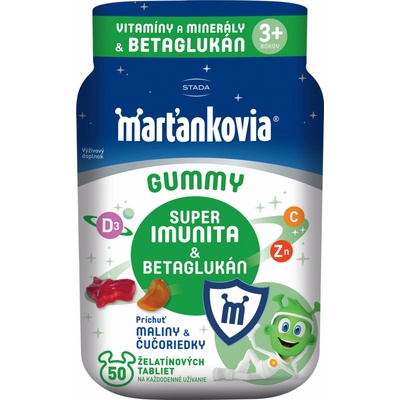 Stada Marťankovia GUMMY Super Imunita & Betaglukán malina a čučoriedka 50 želatínových tabliet