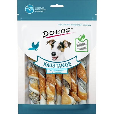 DOKAS 170г Dokas пръчици за дъвчене, лакомство кучета - пилешки гърди и рибешка кожа