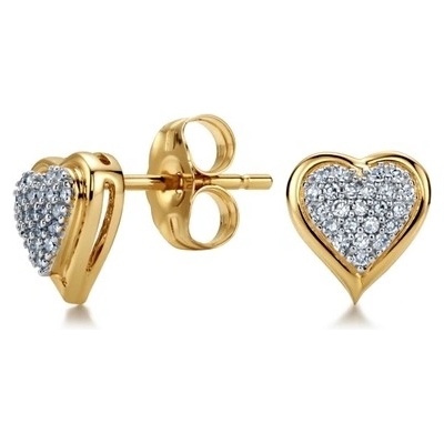 L'Amour Diamonds zlaté náušnice pecičky srdíčka s diamanty JE4316Y