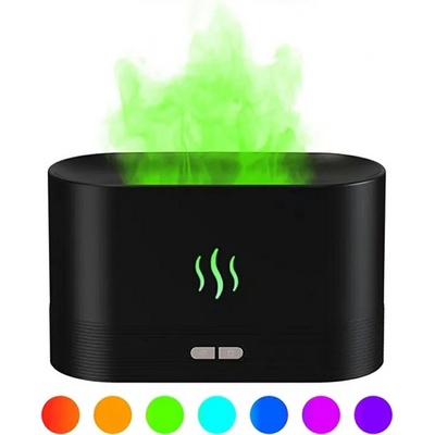 Aptel Zvlhčovač vzduchu s RGB podsvícením černý imitace plamene