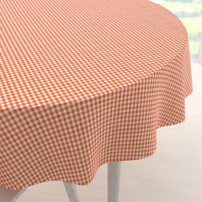 Biante kulatý ubrus Rebeka RE-006 Oranžovo-bílá kostka malá Ø 120 cm