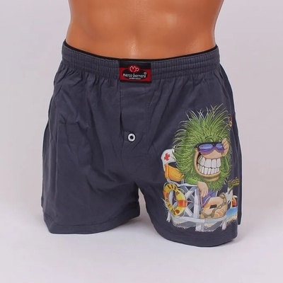 Мъжки памучен боксер в тъмносив цвят със забавна картинка