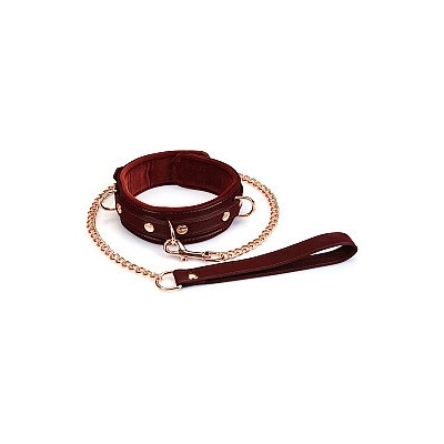 Liebe Seele Mossy Chic Leather Collar With Leash obojek s vodítkem