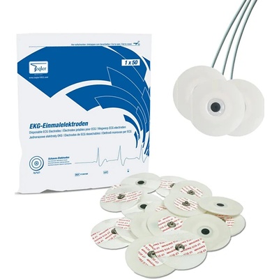 Teqler Jednorazové penové EKG elektródy pre pre dospelých priemer 55 mm, 50 kusov