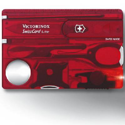 VICTORINOX karta SwissCard LITE ČERVENÁ transparentní