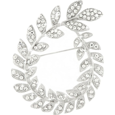 Biju brož zavinuté lístky se zirkony stříbrná 9001539