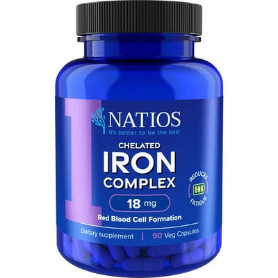 Natios Iron Chelated Complex Železo bisglycinát 18 mg 90 vegánskych kapsúl