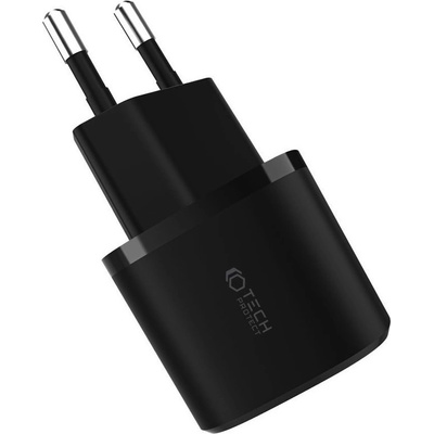 Захранване за ел. мрежа с USB-A и USB-C изходи и технология за бързо зареждане - Tech-Protect C20W Mini Fast Wall Charger 20W (черен) (THP1555)