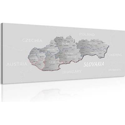 Obraz šedá mapa Slovenska s decentním kontrastem - 120x60