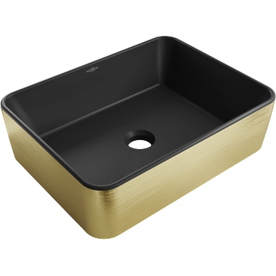 Mexen Catia умивалник за плот 48 x 37 см, черен мат/златен линии - 21314877 (21314877)