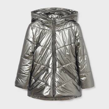 Image 1 of MAYORAL Метализирана зимна шуба в сиво за момиче Майорал