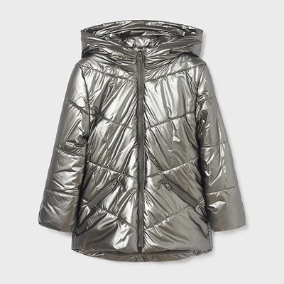 MAYORAL Метализирана зимна шуба в сиво за момиче Майорал