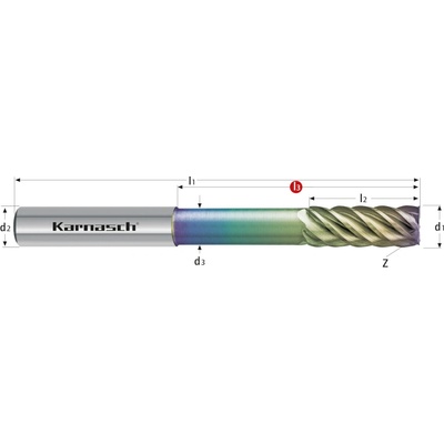 Karnasch 3062241000032 | Tvrdokovová dokončovacia fréza, ostrohranné ostrie 10x32-74x10 mm, Z=6