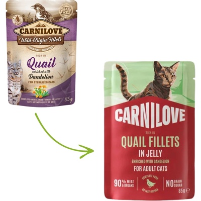 Carnilove Cat Pouch Jelly Quail+Dandelion 85 g