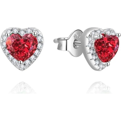 Silenti Jewelry Сребърни обеци "Сърца" - Червен