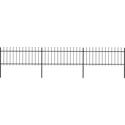 vidaXL Zahradní plot s kopím nahoře ocelový 504 x 80 cm černý