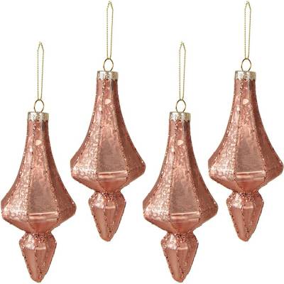 Clayre & Eef 4ks růžová vánoční ozdoba baňka XL Ø 6*15 cm