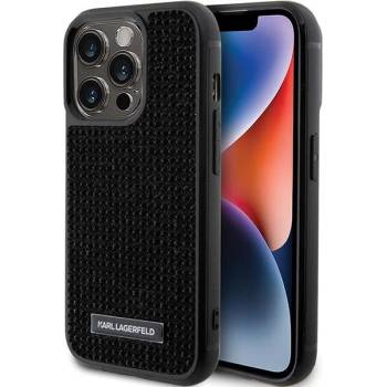 KARL LAGERFELD Кейс Karl Lagerfeld KLHCP15XHDSPLK за iPhone 15 Pro Max 6.7"", черен / черен, твърд, Rhinestone Logo Metal Plate