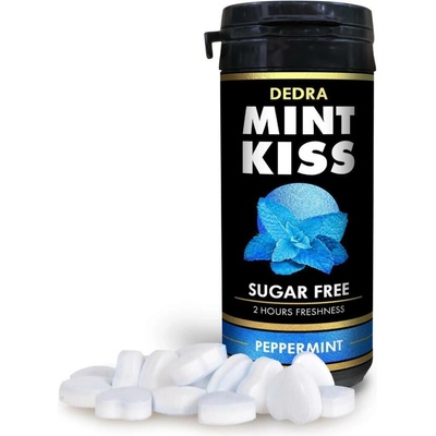 Mint Kiss silně mátové osvěžující pastilky bez cukru, peppermint 28 g
