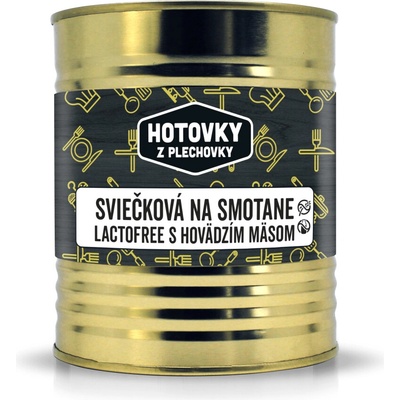 Hotovky z plechovky Sviečková na smotane s hovädzím mäsom bez lepku a mlieka 800 g