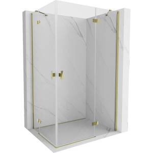 Mexen Mist-H Duo дясна отваряща се душ кабина 70 x 80 см, прозрачна, златна - (8A5-070L-080P-50-00)