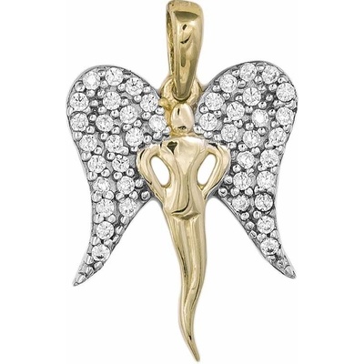 Gemmax Zlatý přívěsek Anděl s křídly posetými zirkony GBPCB 08071