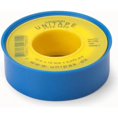 Unipak Páska teflonová Unitape pro vodu topení a vzduch -200°C až +100°C 12 x 0,75 mm x 12 m 1000107