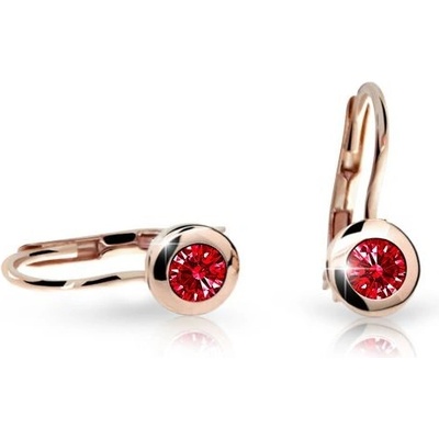 Danfil dětské náušnice C1537 z růžového zlata s kamínkem Ruby Dark zapínání klapka