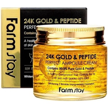 Farm Stay 24K Gold & Peptide Perfect Ampoule Cream, крем-ампула за лице със злато и пептиди (8809469776189)