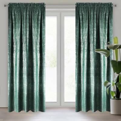 Eurofirany Sametový závěs 140 x 270 cm tyrkysovo-stříbrný na řasicí pásku CYPR - Design 91