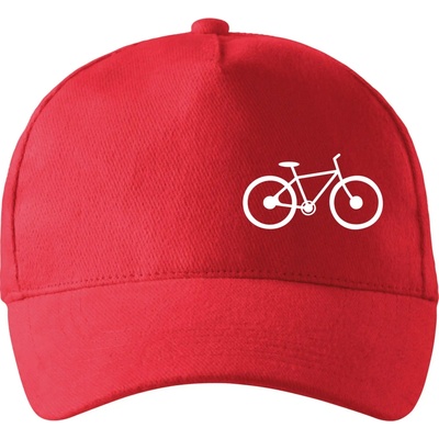 Obrázok kolesa na prsníku horský bicykel so zahnutým šiltom a látkovou sponou Červená