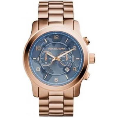 Michael Kors Унисекс часовник Michael Kors Hunger Stop Oversized Runway MK8358, Розово злато (MK8358)