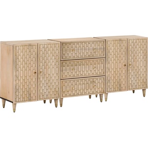 vidaXL Странични шкафове 3 бр 60x33x75 см манго масивно дърво (3206308)