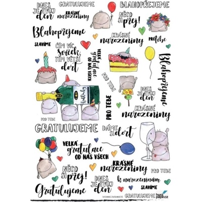 HuráPapír Samolepky průhledné A4 - Gratulujeme