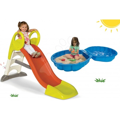 Smoby stredná šmykľavka Toboggan KS a BIG dvojdielne pieskovisko Mušľa 310262-7