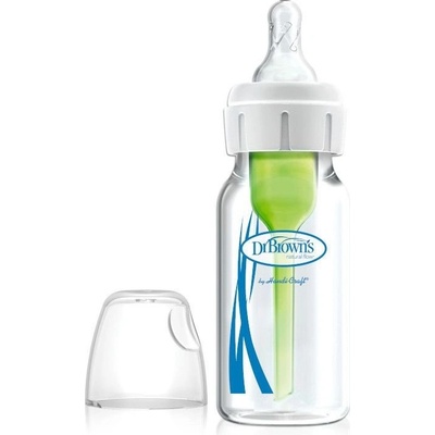 Dr. Brown's kojenecká láhev Options Narrow anti Colic skleněná bílá se silikonovým dudlíkem level1 1 ks 120ml