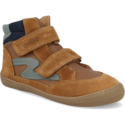 Develab barefoot dětské kotníkové boty Midcut Sneak.2 Cognac hnědé