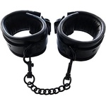 Rouge Leather Padded Ankle Cuffs Black with Black Accessories