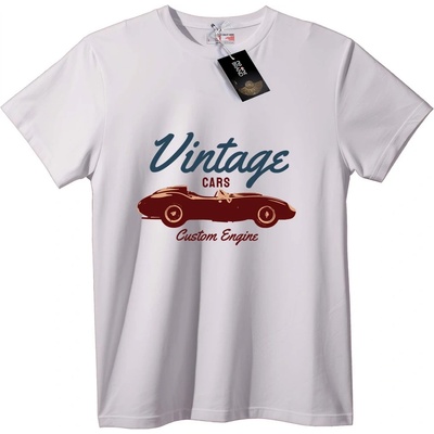 NOONEBRAND Тениска Винтидж коли с Custom двигател - XL, White