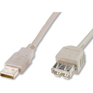 ASSMANN Кабел ASSMANN AK-300200-030-E, USB2.0 A(м) към USB A(ж), 3m, бял (AK-300200-030-E)