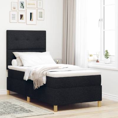 vidaXL Boxspring Postel s matrací a LED Černá Textil