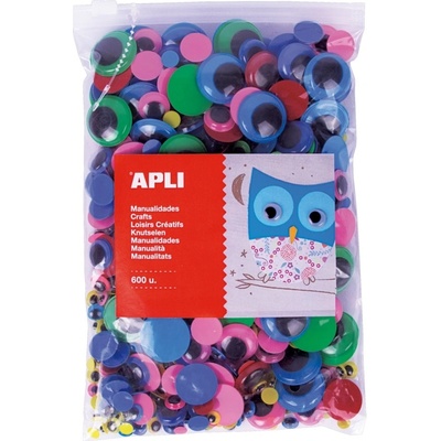 Kulaté oči Apli Moving eyes, Jumbo pack, nelepicí, mix velikostí a barev, 600 ks
