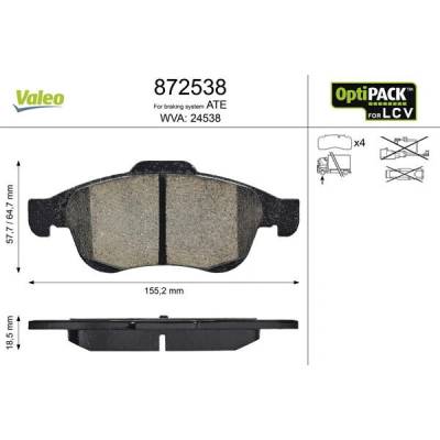VALEO Sada brzdových platničiek kotúčovej brzdy 872538