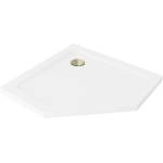 Mexen Flat петстенен тънък душ корито 80 x 80 см, бял, сифон златен - 41P108080-G (41P108080-G)