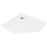 Mexen Flat петстенен тънък душ корито 80 x 80 см, бял, сифон златен - 41P108080-G (41P108080-G)