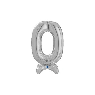 GRABO fóliový balónek ČÍSLICE STOJÍCÍ STŘÍBRNÁ 0 64cm,25 nafukovací