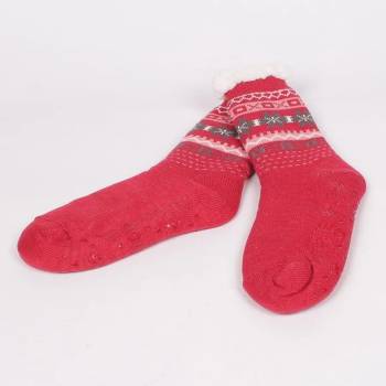 Image 1 of Коледни чорапи в коралов цвят със снежинки и фигурки