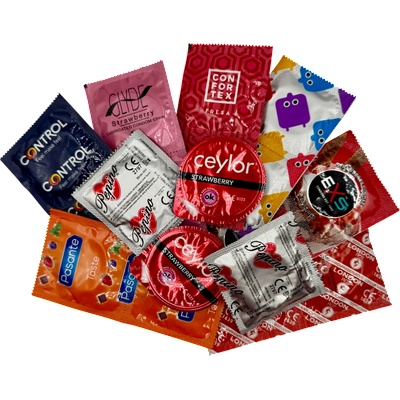 ostatní Комплект презервативи с вкус на ягода - Ягодов микс пакет (18 бр. )